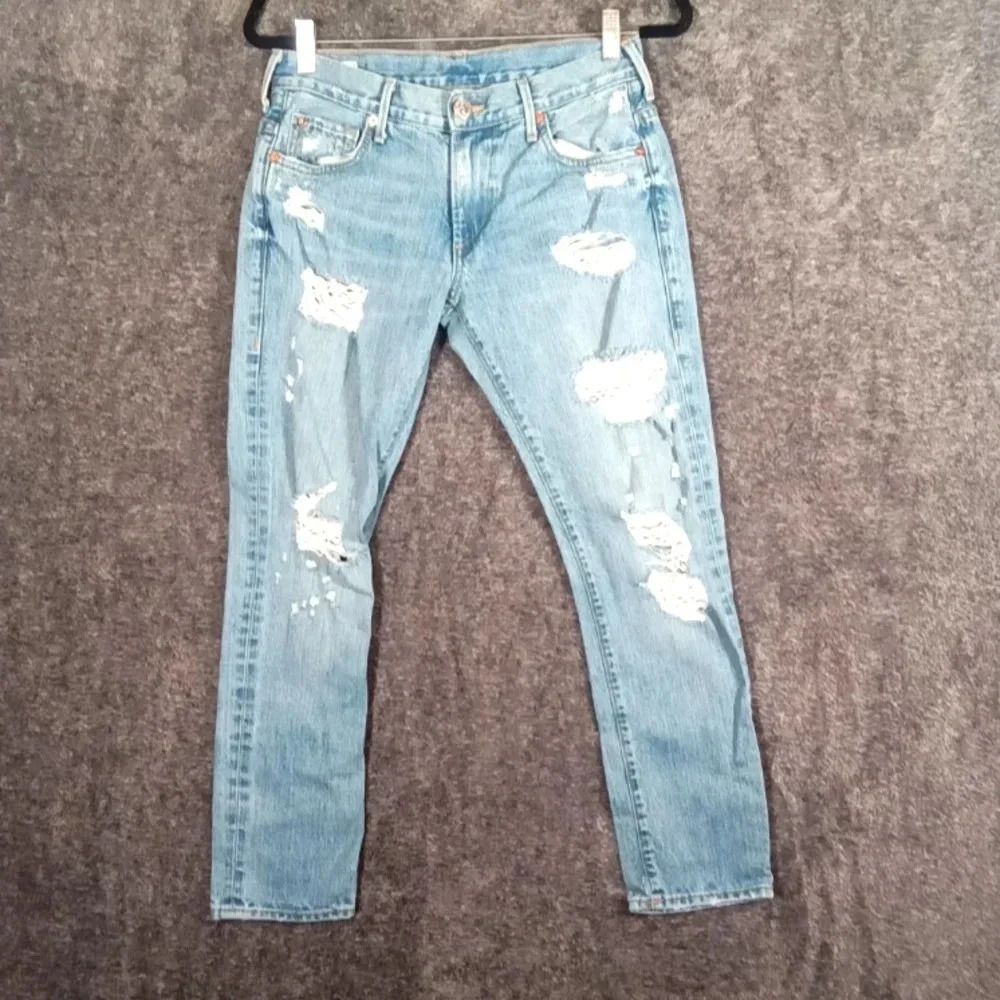 True Religion women's Audrey mid rise distressed boyfriend jeans size 25